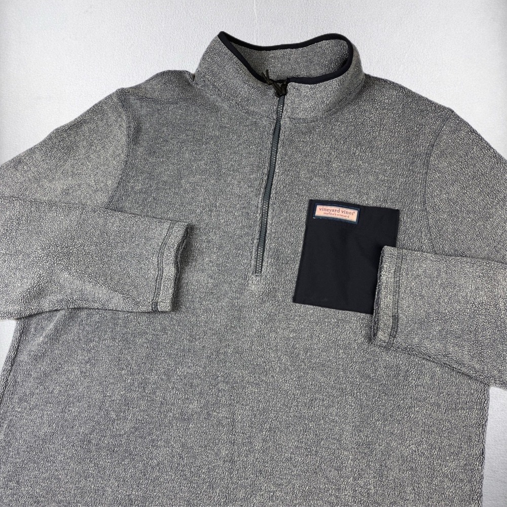 Vineyard Vines Pullover Mens 2XL Gray Performance 1/4 Zip Fleece Pocket